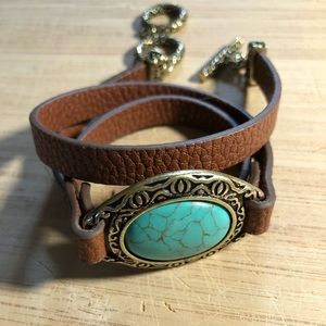 Premier Design Turquoise and Leather Bracelet